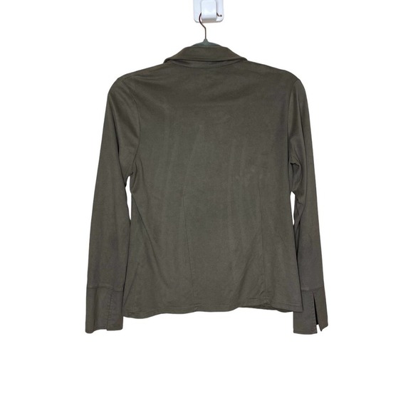 J.jill Women's Faux Suede Button‎ Down Blouse Long Sleeve Brown Size Small - Picture 3 of 6
